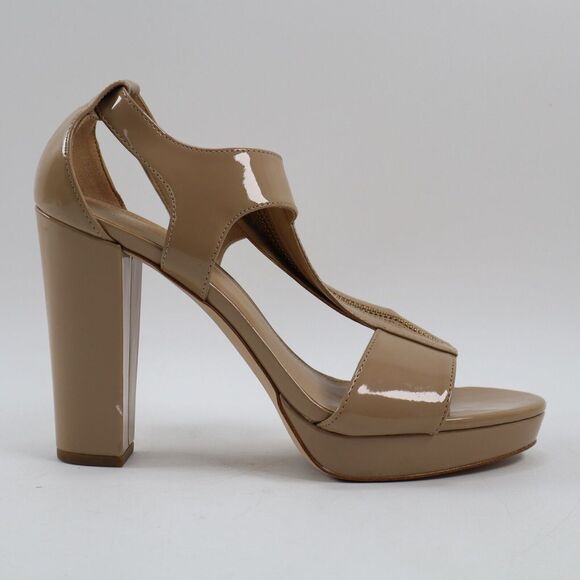 🔥Michael Michael Kors Berkley T-Strap Platform Leather Sandals, Nude 10M US🔥 - Picture 2 of 12